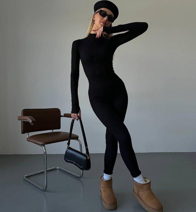 Dame Jumpsuit Polyesterblanding | Slim Fit Ærmeløs Jumpsuit | U-Hals Design til Hverdagsbrug & Sociale Arrangementer | Vanero