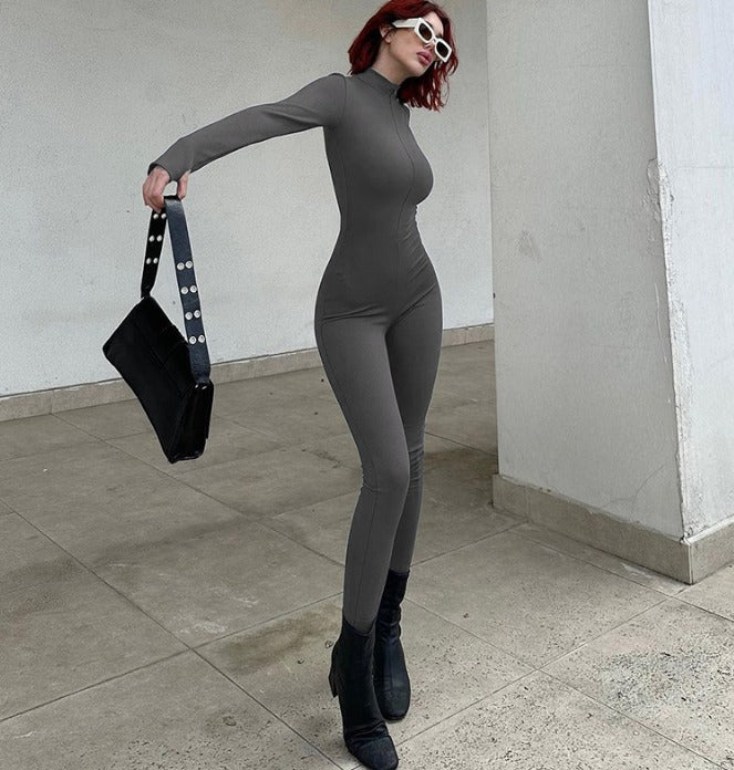 Dame Jumpsuit Polyesterblanding | Slim Fit Ærmeløs Jumpsuit | U-Hals Design til Hverdagsbrug & Sociale Arrangementer | Vanero