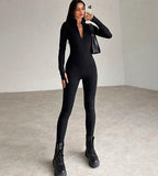 Dame Jumpsuit Polyesterblanding | Slim Fit Ærmeløs Jumpsuit | U-Hals Design til Hverdagsbrug & Sociale Arrangementer | Vanero