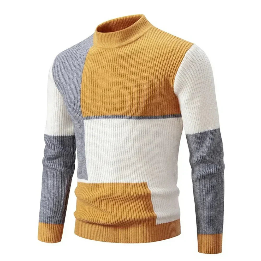 Timian Bomuldskonstruktion | Afslappet Pasform Strikket Sweater | Blokfarvemønster til Daglig Brug & Kølige Vejrforhold | Vanero