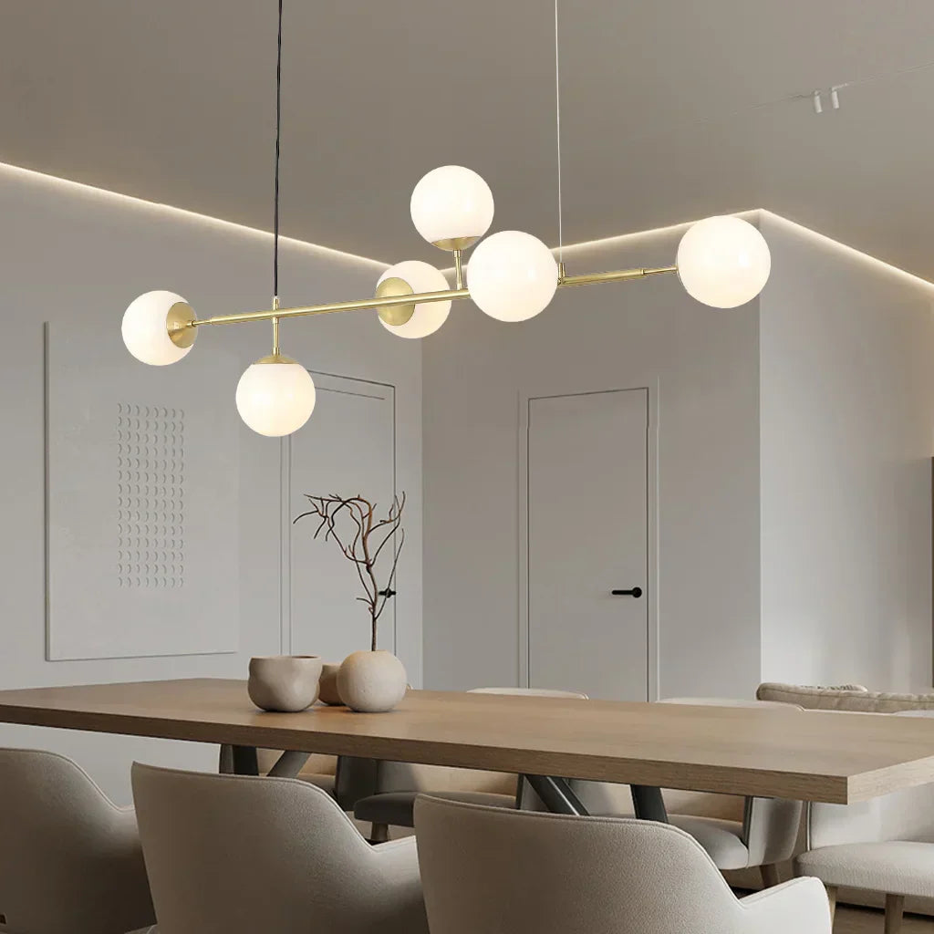 Pendellampe Med Glaskugle | Justerbar Loftlampe Med Metalbase Og E27 Fatning | Indendørs Belysning | Vanero