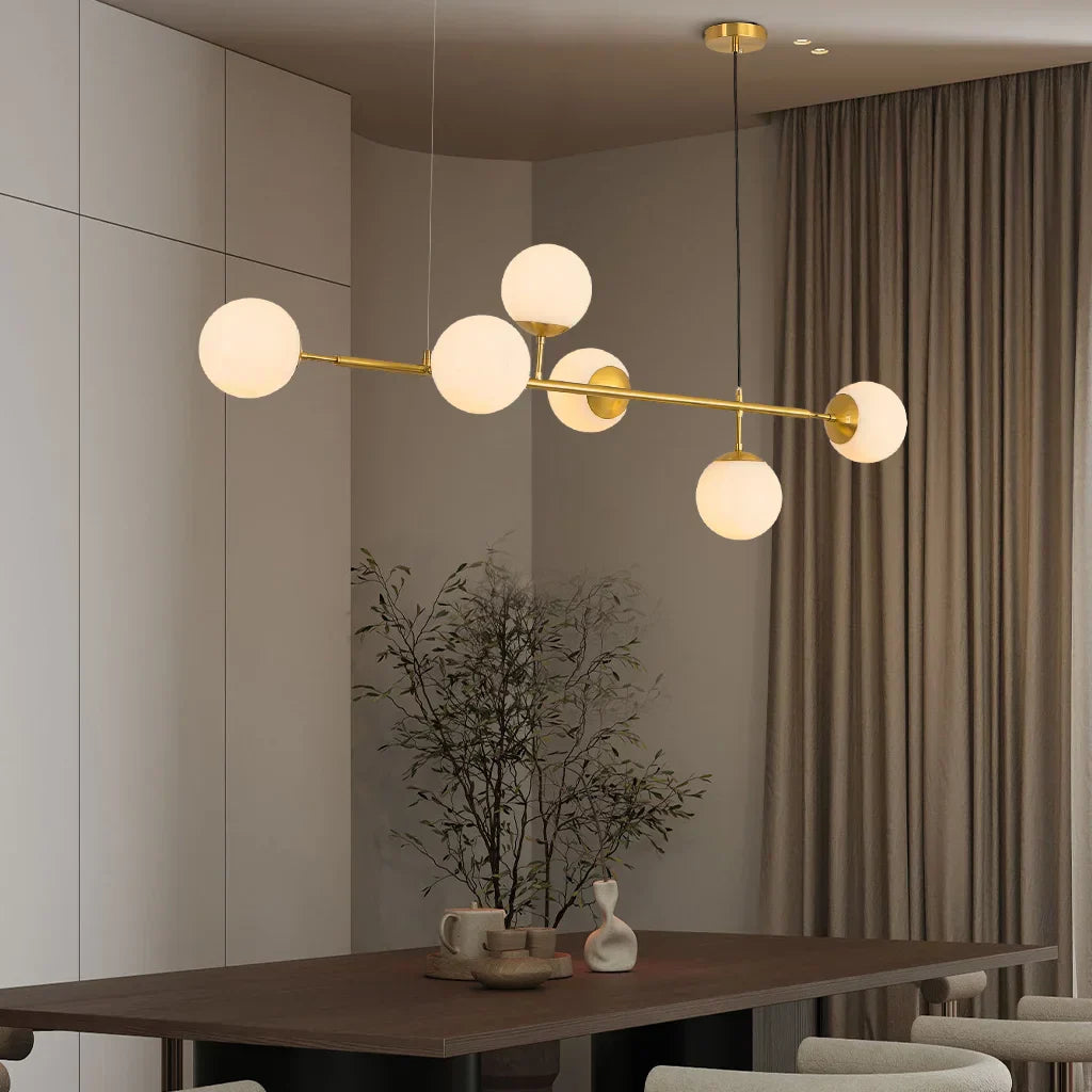 Pendellampe Med Glaskugle | Justerbar Loftlampe Med Metalbase Og E27 Fatning | Indendørs Belysning | Vanero