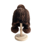 Dame Strikket Baret med Pelslook | Pompom-Detalje & Øredækning | Vinterhue Til Hverdagsbrug i Koldt Vejr | Vanero