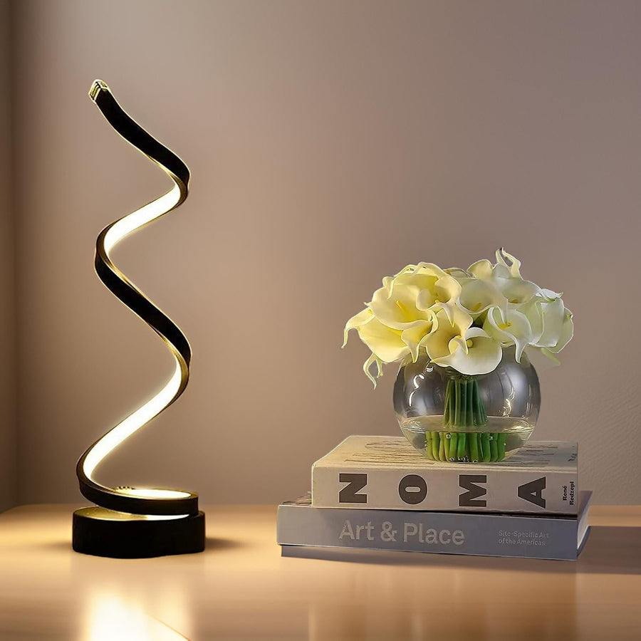 LED Bordlampe Spiraldesign | Dæmpbar Lampe med Integreret LED | Justerbar Indendørs Belysning | Vanero