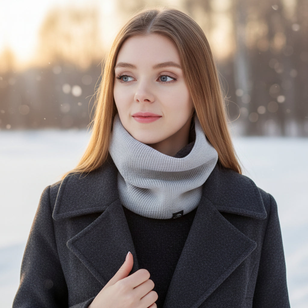Plys Vinter Snood | Design Med Ansigts- & Halsdækning | Tykt Gult Ringtørklæde Til Daglig Lag-På-Lag i Koldt Vejr | Vanero
