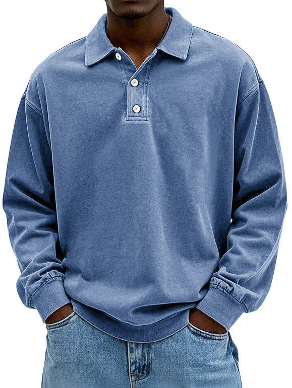 Herre Polo Shirt Bomuldsblanding | Regular Fit Poloshirt | Langærmet Kravedesign til Hverdags- & Fritidsbrug | Vanero