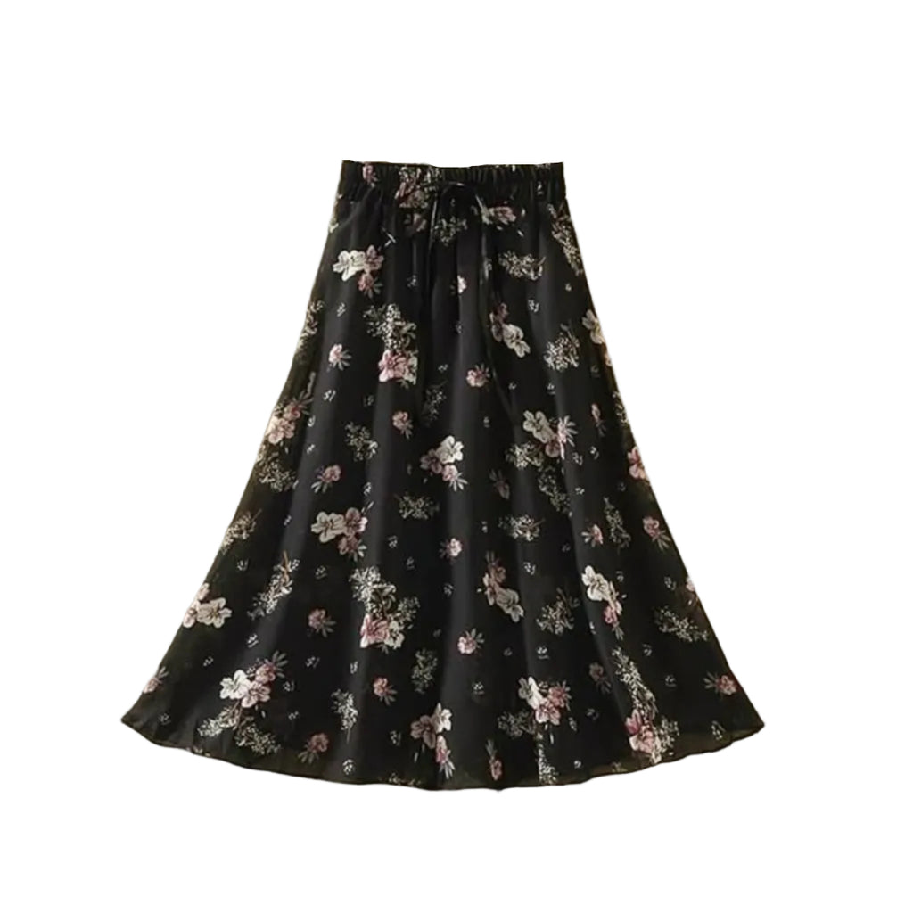 Damenederdel Polyester | Afslappet Pasform Nederdel | Blomstermønster i Kort Sommerstil til Hverdags- og Fritidsbrug | Vanero