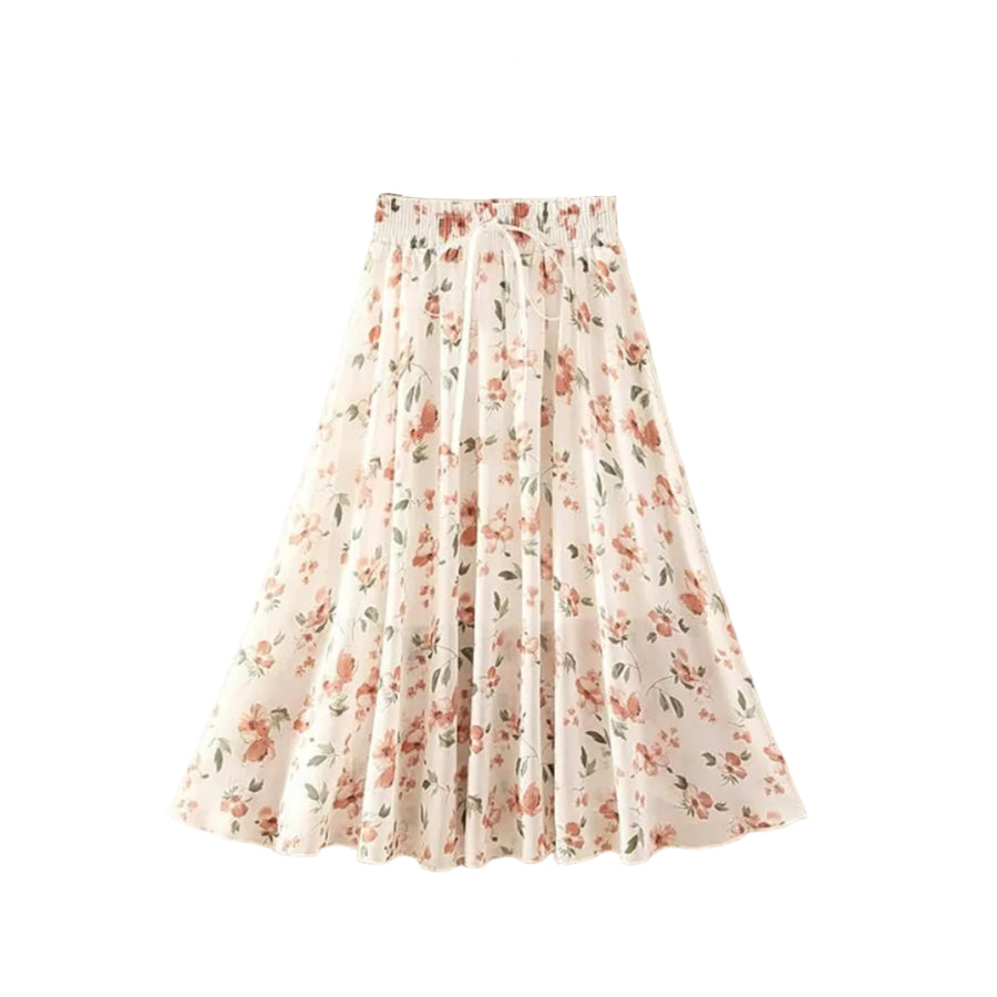 Damenederdel Polyester | Afslappet Pasform Nederdel | Blomstermønster i Kort Sommerstil til Hverdags- og Fritidsbrug | Vanero