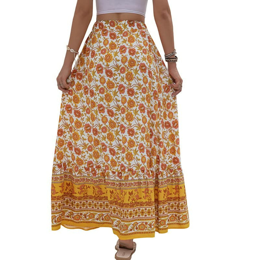 Dame Nederdel Polyester | Boho Stil Nederdel | Frontslids Design til Sommer- og Fritidsbrug | Vanero