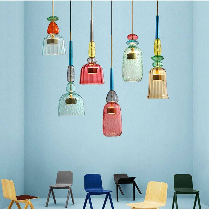 Designerpendel Aura med farvet glas l Moderne og energieffektiv til ethvert rum! l Vanero