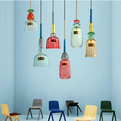 Designerpendel Aura med farvet glas l Moderne og energieffektiv til ethvert rum! l Vanero