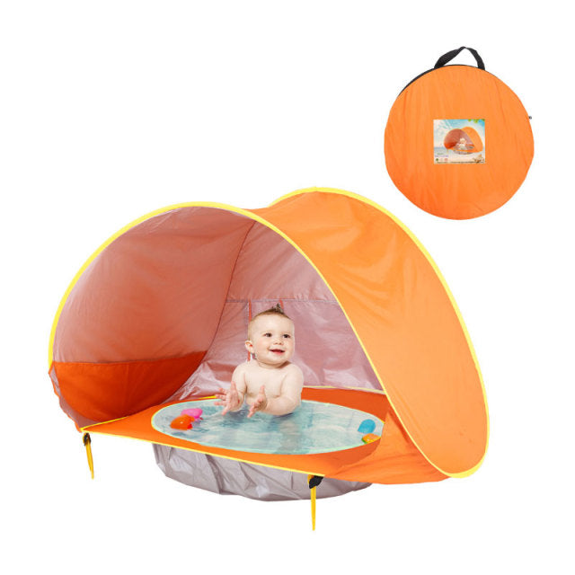 Babytelt | Polyester Babytelt Med UPF 50+ Beskyttelse Og Mini Pool | Strand Og Udendørs Brug | Vanero