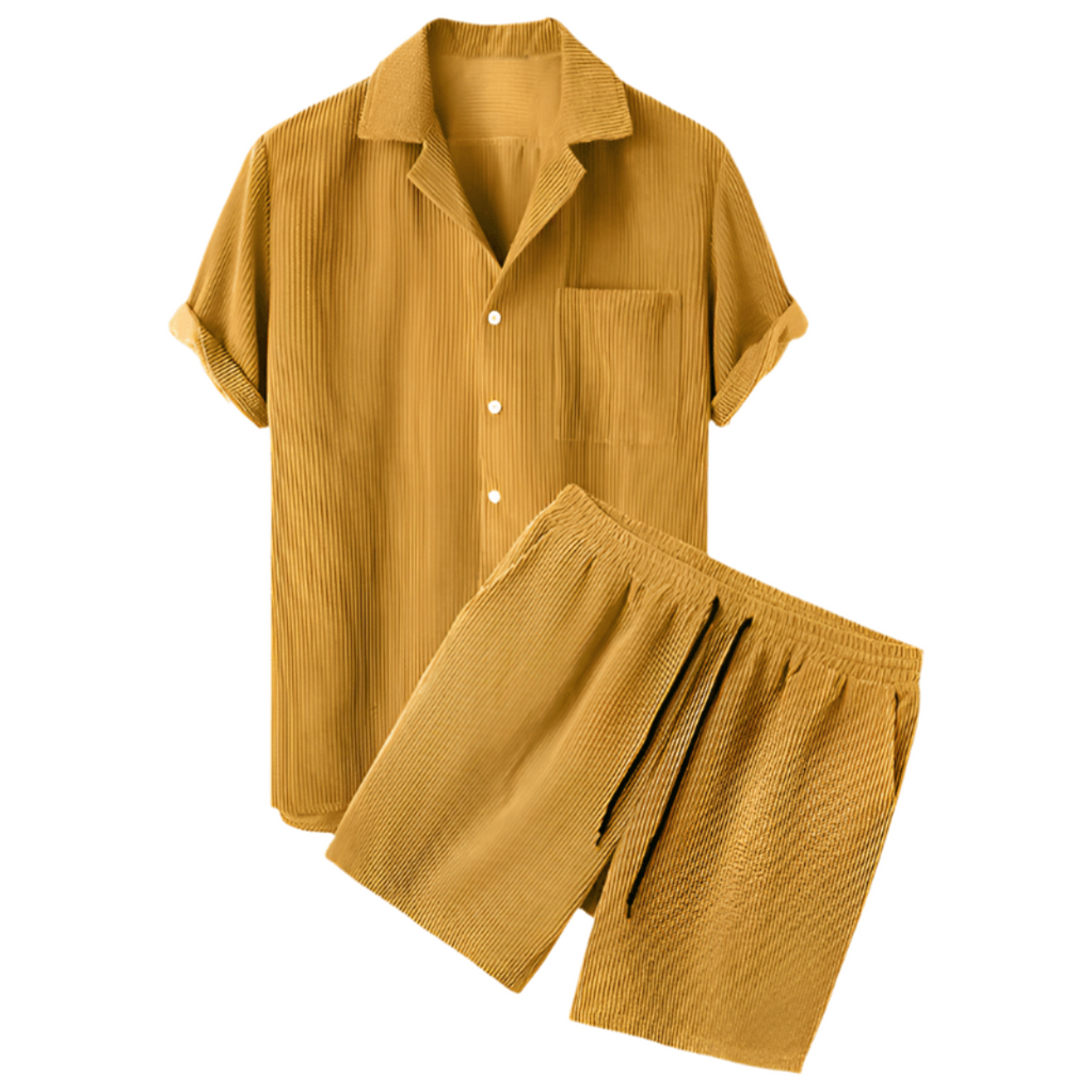 Herre Velour Sommersæt | Løstsiddende T-Shirt Og Shorts I Let Velour | Hverdagsbrug På Varme Dage | Vanero