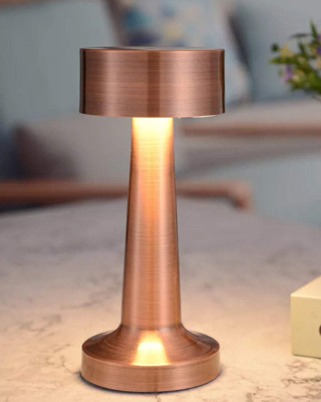 LED Bordlampe Rustfrit Stål | Genopladelig Dæmpbar Lampe med Touch-Betjening | Trådløs Indendørs Belysning | Vanero