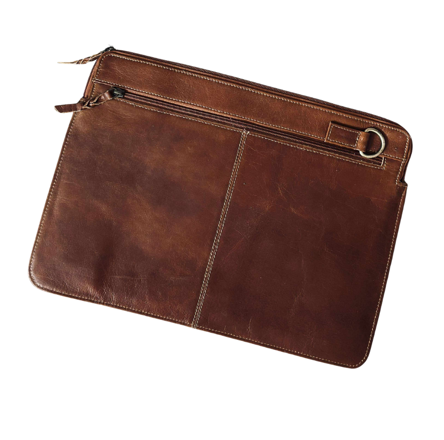 Laptop Sleeve Fuldnarvet Bøffellæder | Slim Profil Laptop Sleeve | Beskyttende Opbevaring til Arbejde Rejser & Hverdag | Vanero
