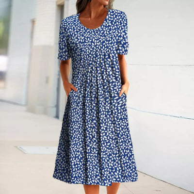 Sommerlig Midi Kjole | Blomstret Og Let | Afslappet Pasform | Vanero