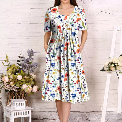 Sommerlig Midi Kjole | Blomstret Og Let | Afslappet Pasform | Vanero