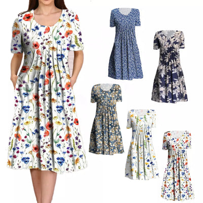 Sommerlig Midi Kjole | Blomstret Og Let | Afslappet Pasform | Vanero