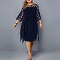 Midikjole i Polyesterblanding | Regular Fit Plus Size Kjole | Hverdagsbrug og Arrangementer | Vanero