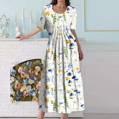 Sommerlig Midi Kjole | Blomstret Og Let | Afslappet Pasform | Vanero