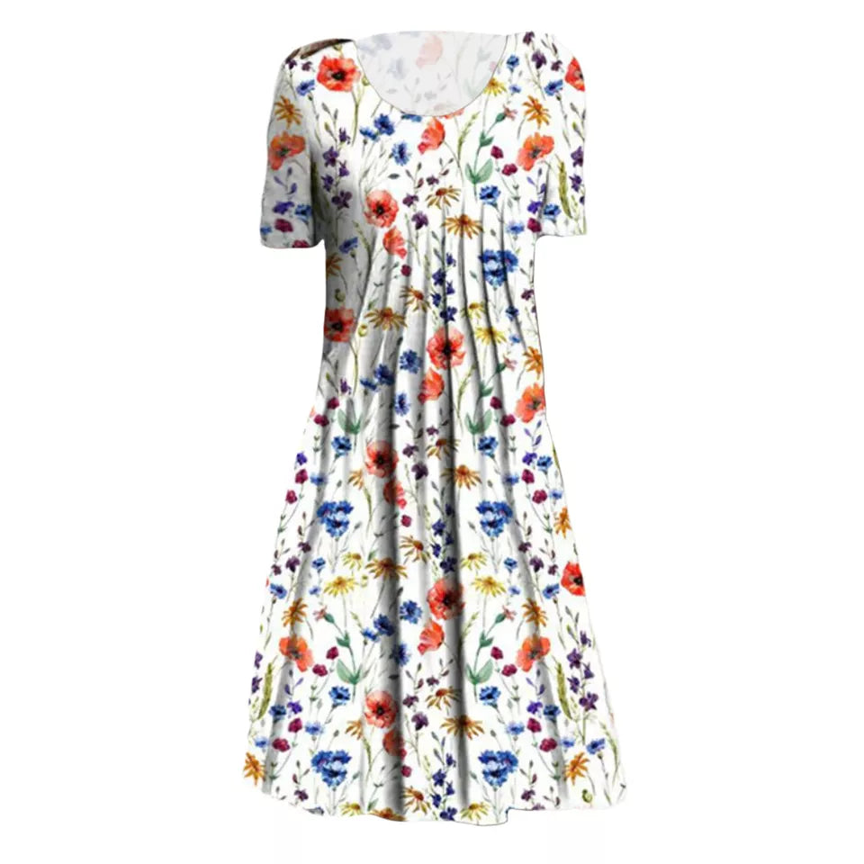 Sommerlig Midi Kjole | Blomstret Og Let | Afslappet Pasform | Vanero