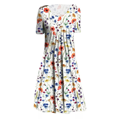 Sommerlig Midi Kjole | Blomstret Og Let | Afslappet Pasform | Vanero