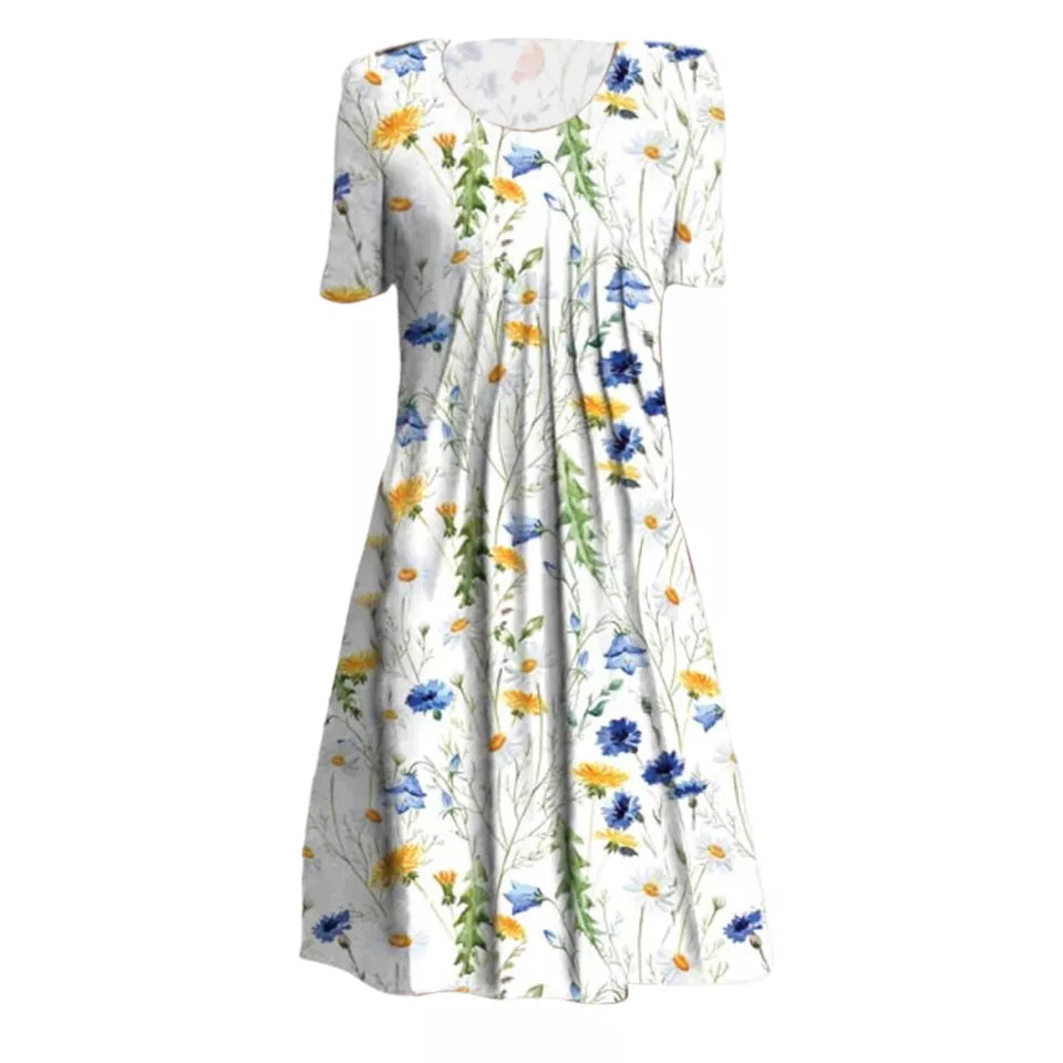 Sommerlig Midi Kjole | Blomstret Og Let | Afslappet Pasform | Vanero