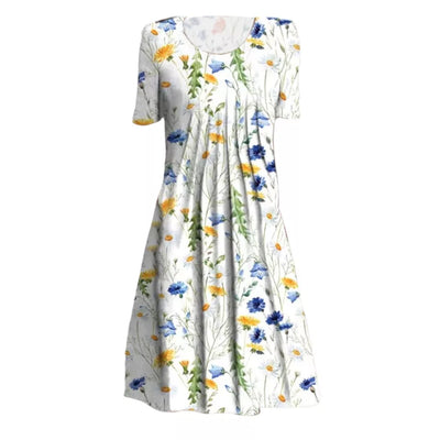 Sommerlig Midi Kjole | Blomstret Og Let | Afslappet Pasform | Vanero