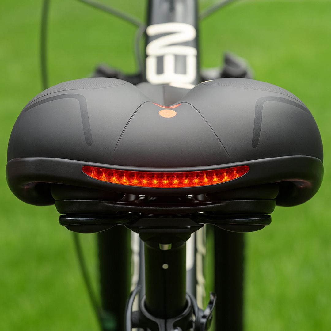 Cykelsadel Med Affjedring | Gummikonstruktion & Integreret Vibrationsdæmpning | Vandafvisende Overflade & Reflektor Bagpå | Vanero