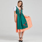 Dame Dirndl Sæt Blandet Tekstilmateriale | Almindelig Pasform Folkedragt | Broderet Forklæde Med Snøreliv Til Oktoberfest | Vanero