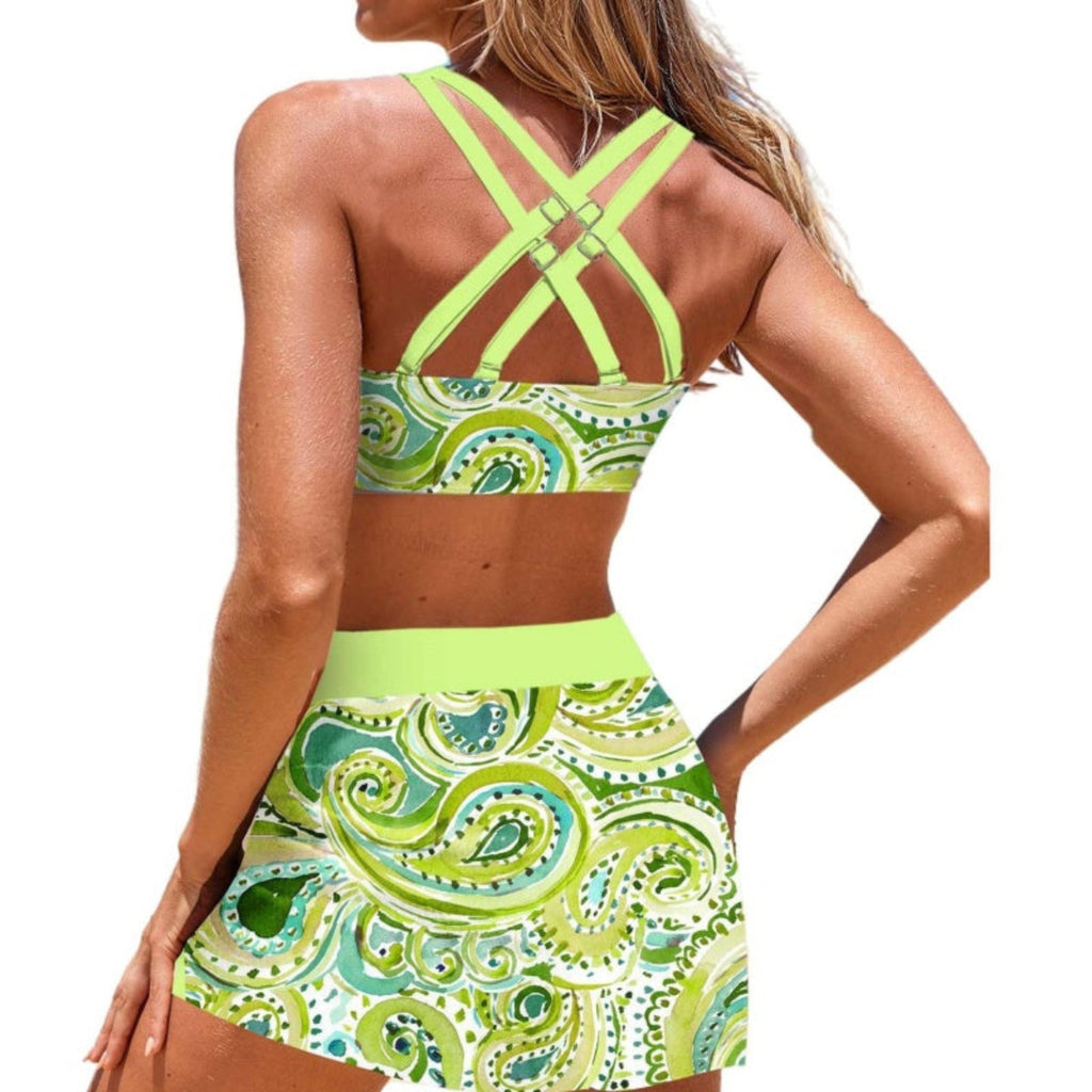 Bikinisæt Polyester | Justerbare Stropper Bikini | Matchende Nederdel til Strand- og Poolbrug | Vanero