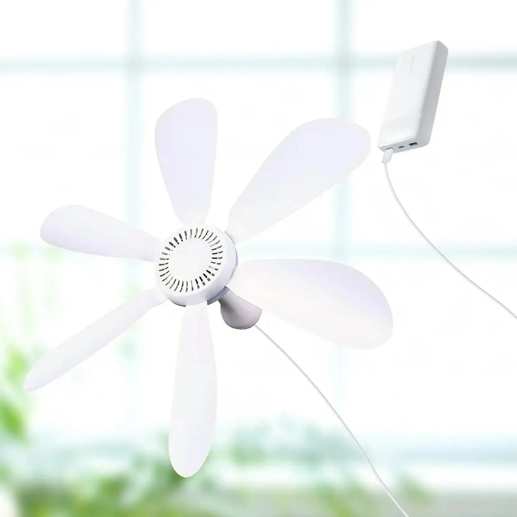 Hængende Loftventilator Med USB-Strøm | Seksbladet Luftcirkulationsventilator I ABS-Plast | Indendørs Og Camping | Vanero