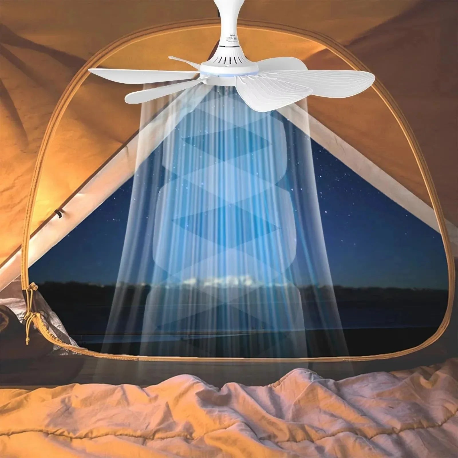 Hængende Loftventilator Med USB-Strøm | Seksbladet Luftcirkulationsventilator I ABS-Plast | Indendørs Og Camping | Vanero