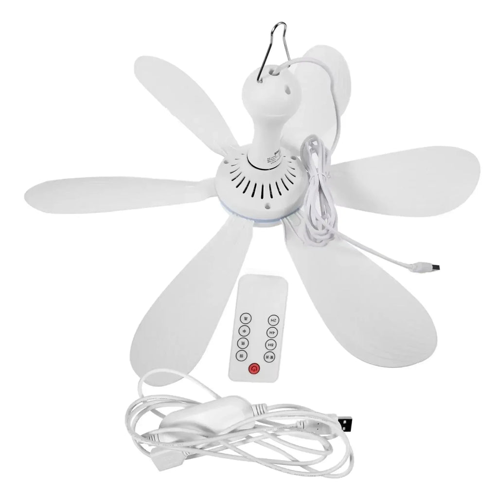 Hængende Loftventilator Med USB-Strøm | Seksbladet Luftcirkulationsventilator I ABS-Plast | Indendørs Og Camping | Vanero