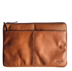 Laptop Sleeve Fuldnarvet Koskindslæder | Slim Fit Laptop Sleeve | Lynlåslukning & Daglig Laptopbeskyttelse | Vanero