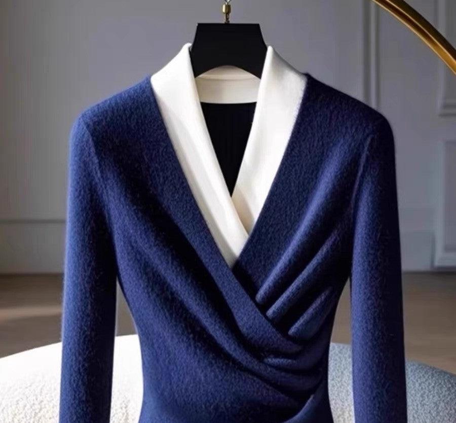Bluse med Drapering | Uldblanding | Stilfuld & Sofistikeret l Vanero