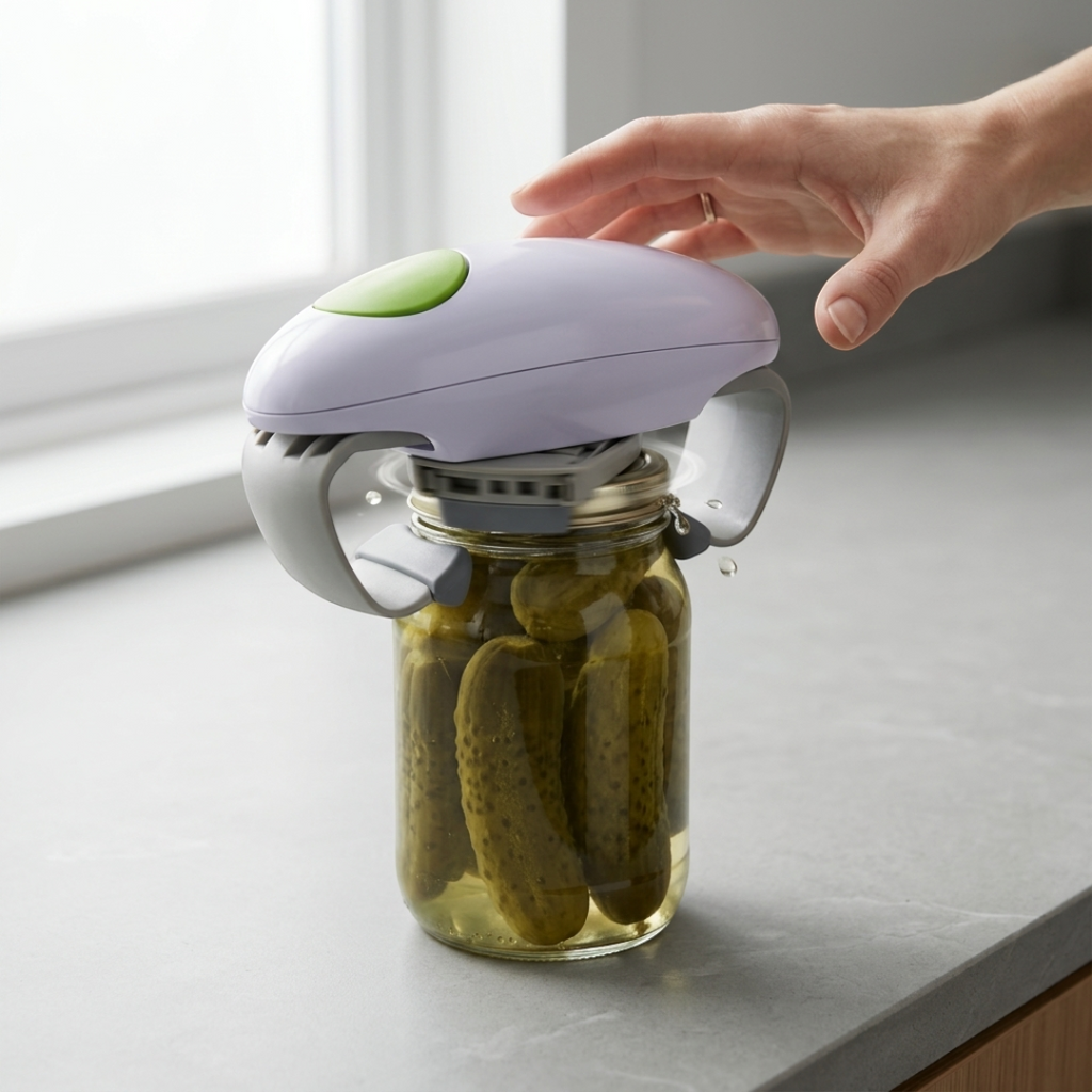 Automatisk Glas- & Dåseåbner | Én-Knaps Betjening & ABS-Plastikhus | Kompakt Køkkenværktøj Til Låg & Beholdere | Vanero
