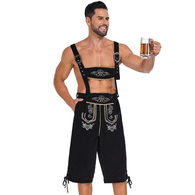 Bergkönig | Herre-Læderbukser Med Broderi & Seler – Oktoberfest Look | Vanero