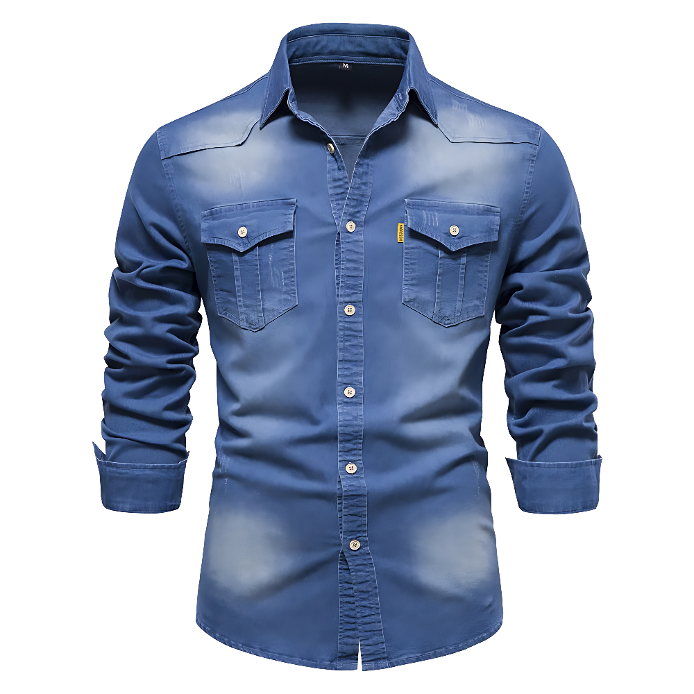 AdaptiveFit l Cotton Denim Skjorte: Skræddersyet Til Mænd l Vanero