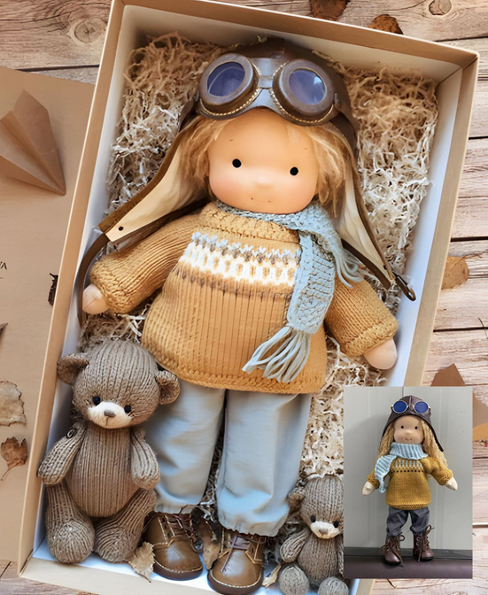 Stofdukke Tekstil | Håndlavet Waldorf-Inspireret Blød Dukke | Rolleleg og Dekoration | Vanero