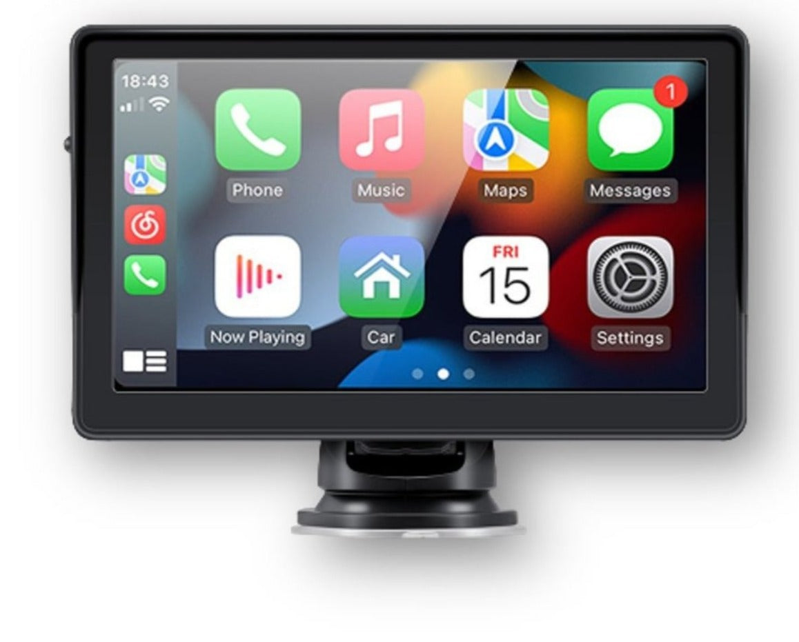 Bærbar Bilskærm Med CarPlay & Android Auto | 7 Tommer HD Displaysystem | Navigation Medier & Håndfri Opkald | Vanero