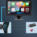 Bærbar Bilskærm Med CarPlay & Android Auto | 7 Tommer HD Displaysystem | Navigation Medier & Håndfri Opkald | Vanero