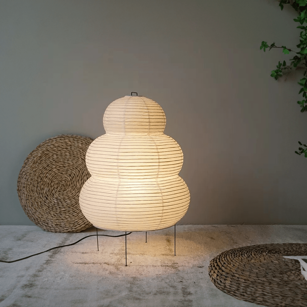 WabiGlow | Kunstnerisk Wabi Sabi Rispapir Gulvlampe med justerbart stativ | Vanero