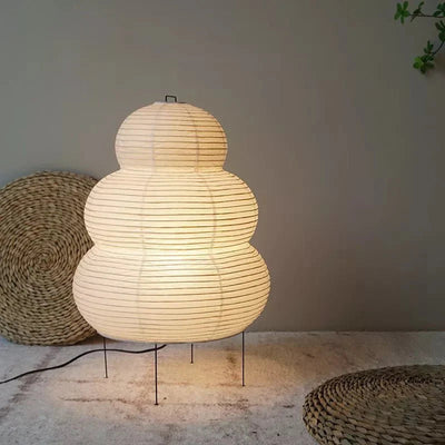 WabiGlow | Kunstnerisk Wabi Sabi Rispapir Gulvlampe med justerbart stativ | Vanero