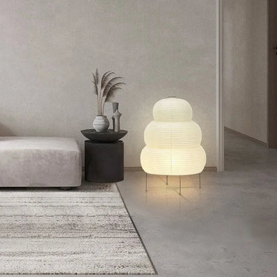 WabiGlow | Kunstnerisk Wabi Sabi Rispapir Gulvlampe med justerbart stativ | Vanero