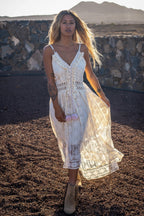 Damekjole Let Tekstilmateriale | Relaxed Fit Boho Maxikjole | Flydende Lang Silhuet til Sommerbrug & Fritidsaktiviteter | Vanero