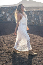 Damekjole Let Tekstilmateriale | Relaxed Fit Boho Maxikjole | Flydende Lang Silhuet til Sommerbrug & Fritidsaktiviteter | Vanero