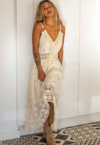 Damekjole Let Tekstilmateriale | Relaxed Fit Boho Maxikjole | Flydende Lang Silhuet til Sommerbrug & Fritidsaktiviteter | Vanero