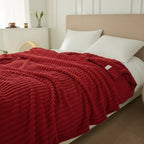 Flannel Fleece Plaid | Brede Striber & Blød Overflade | Plaid Til Sofa, Seng & Indendørs Brug | Vanero