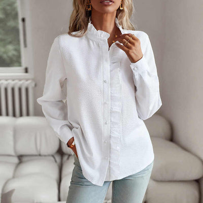 Jade | Stilfuld Flæset Knapbluse l Vanero